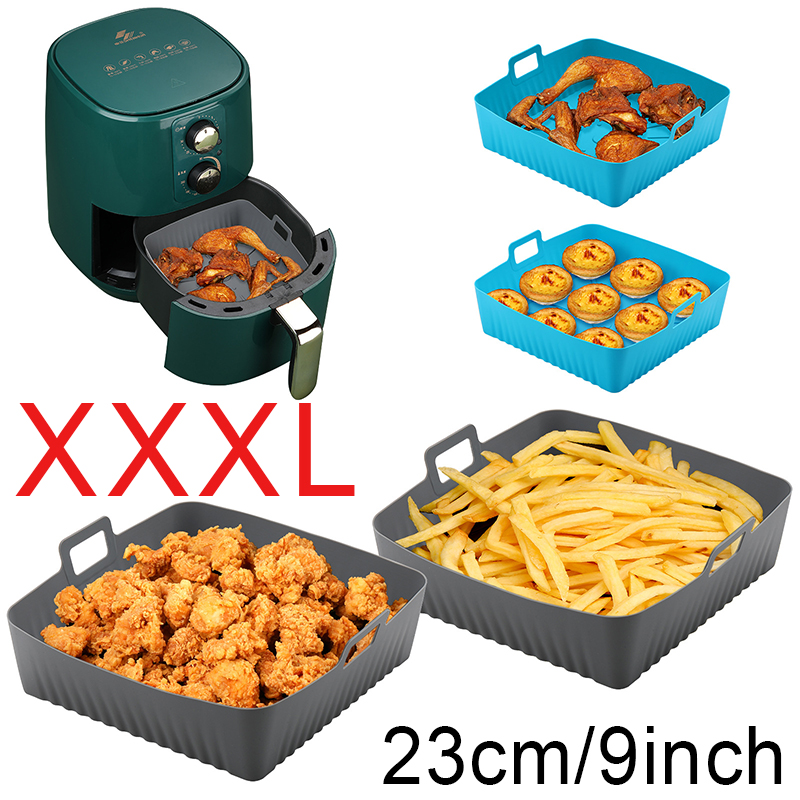 Air Fryer Silicone Pot Liner - 6-8QT 용 사각형 대형 실리콘 에어