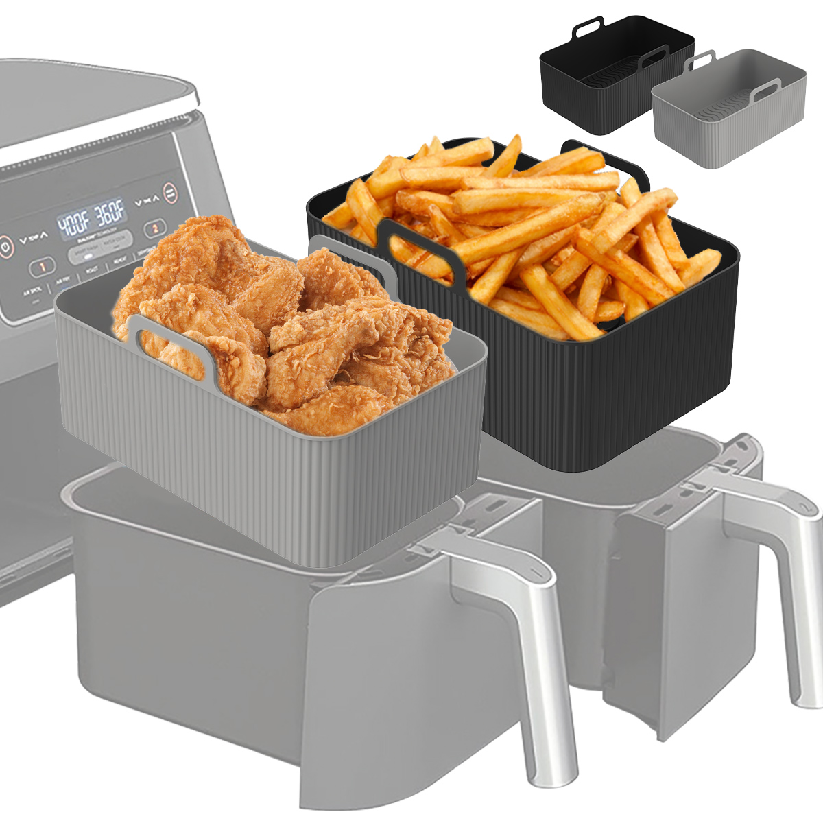 Air Fryer Silicone Pot Liner - 닌자 듀얼 에어 프라이어 액세서리 용