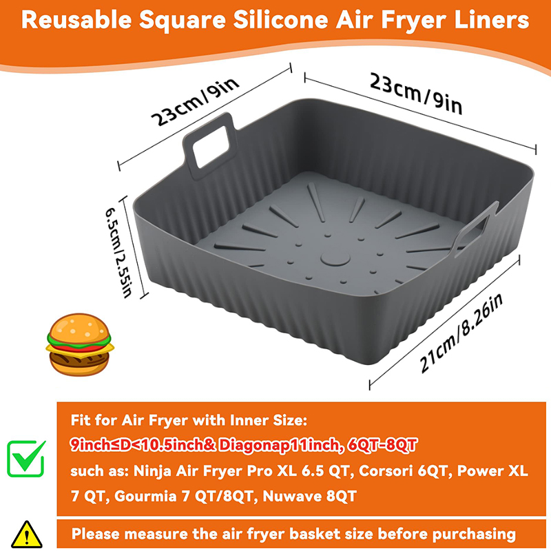 6-8QT 용 사각형 대형 실리콘 에어 프라이어 라이너 - Air Fryer Silicone Pot Liner 리뷰 및 가격
