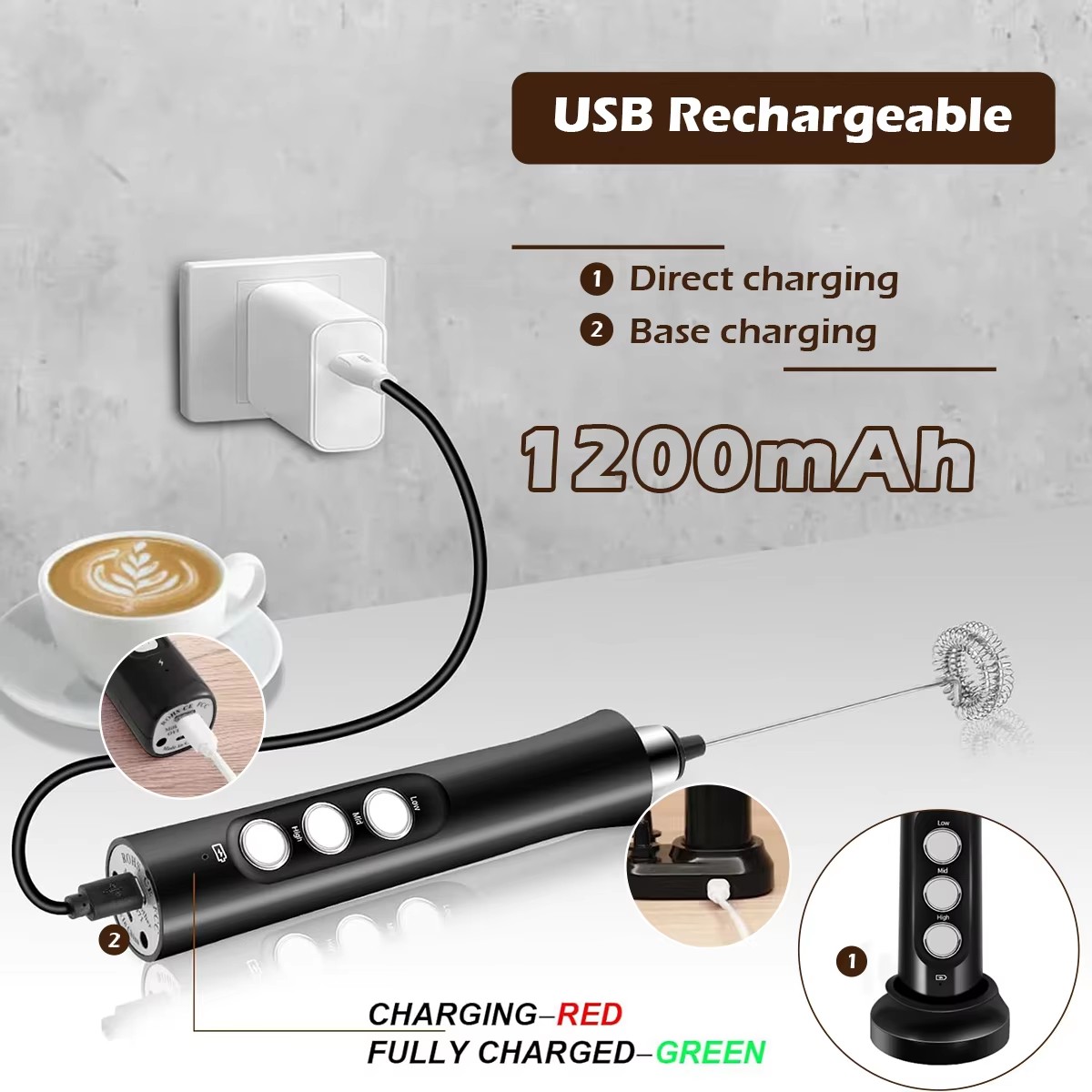 무선 충전식 전기 우유 거품기 - 3가지 속도, 라떼, - Portable Blender Usb Rechargeable 리뷰 및 가격