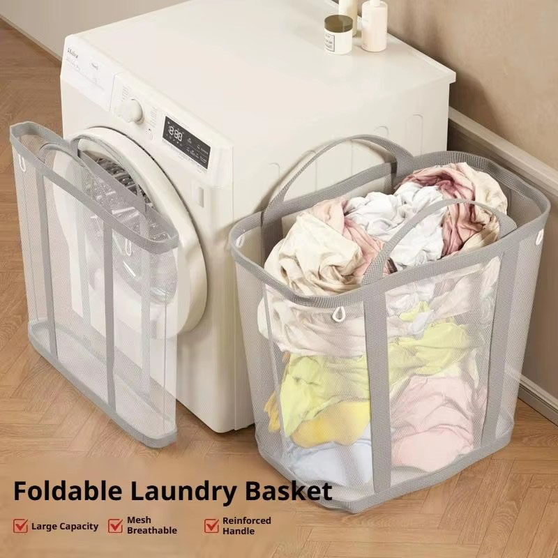 메쉬 세탁 바구니 손잡이가 있는 나일론 통기성 접이식  - Laundry 리뷰 및 가격