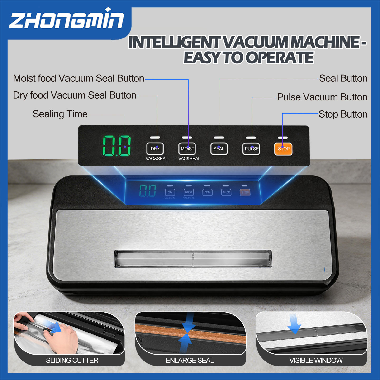 ZHONGMIN 다기능 진공 밀봉기 110V 자동 식품 - Food Vacuum Sealer Machine 리뷰 및 가격