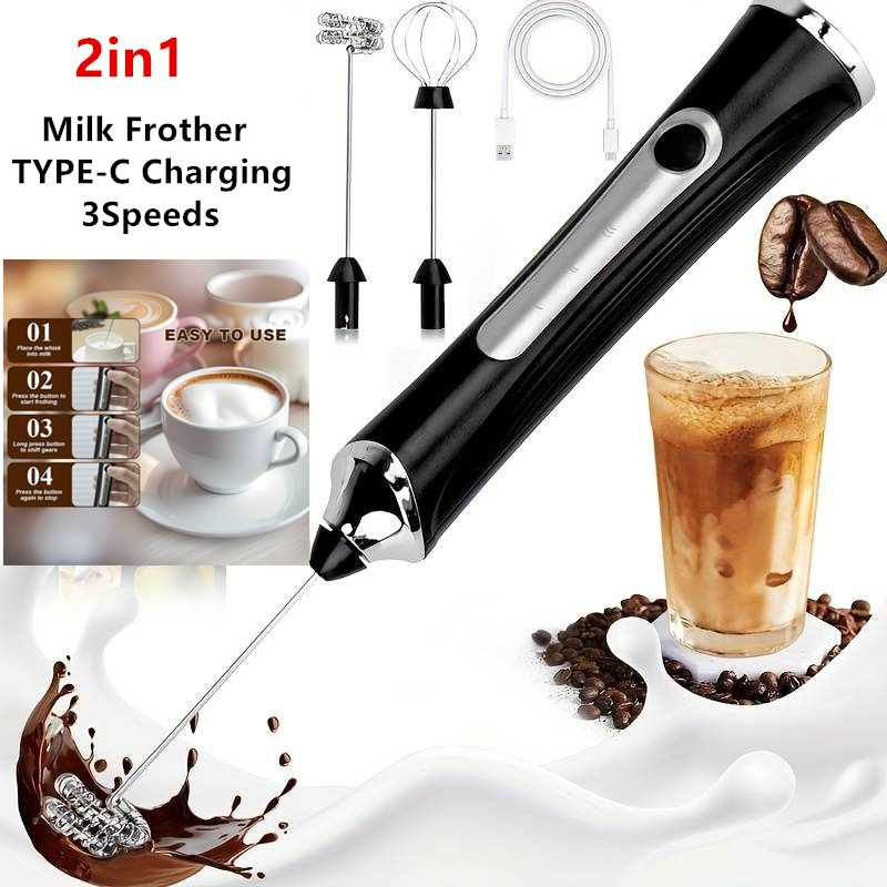 무선 전기 우유 거품기 및 계란 거품기, 타입-C 3단 - Electric Milk Frother Handheld 리뷰 및 가격