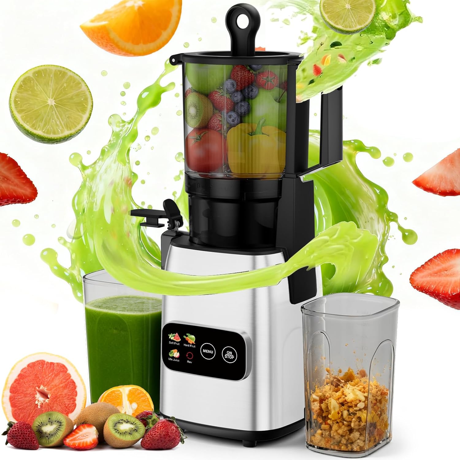 저속 압착 콜드프레스 착즙기, 300W, 5.4인치 광 - Electric Slow Juicer Cold Press 리뷰 및 가격
