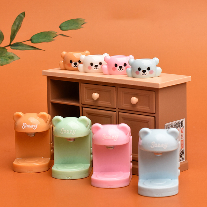 4세트 레진 인형집 미니어처 작은 곰 컵 세트 커피 머 - Home Appliances 리뷰 및 가격