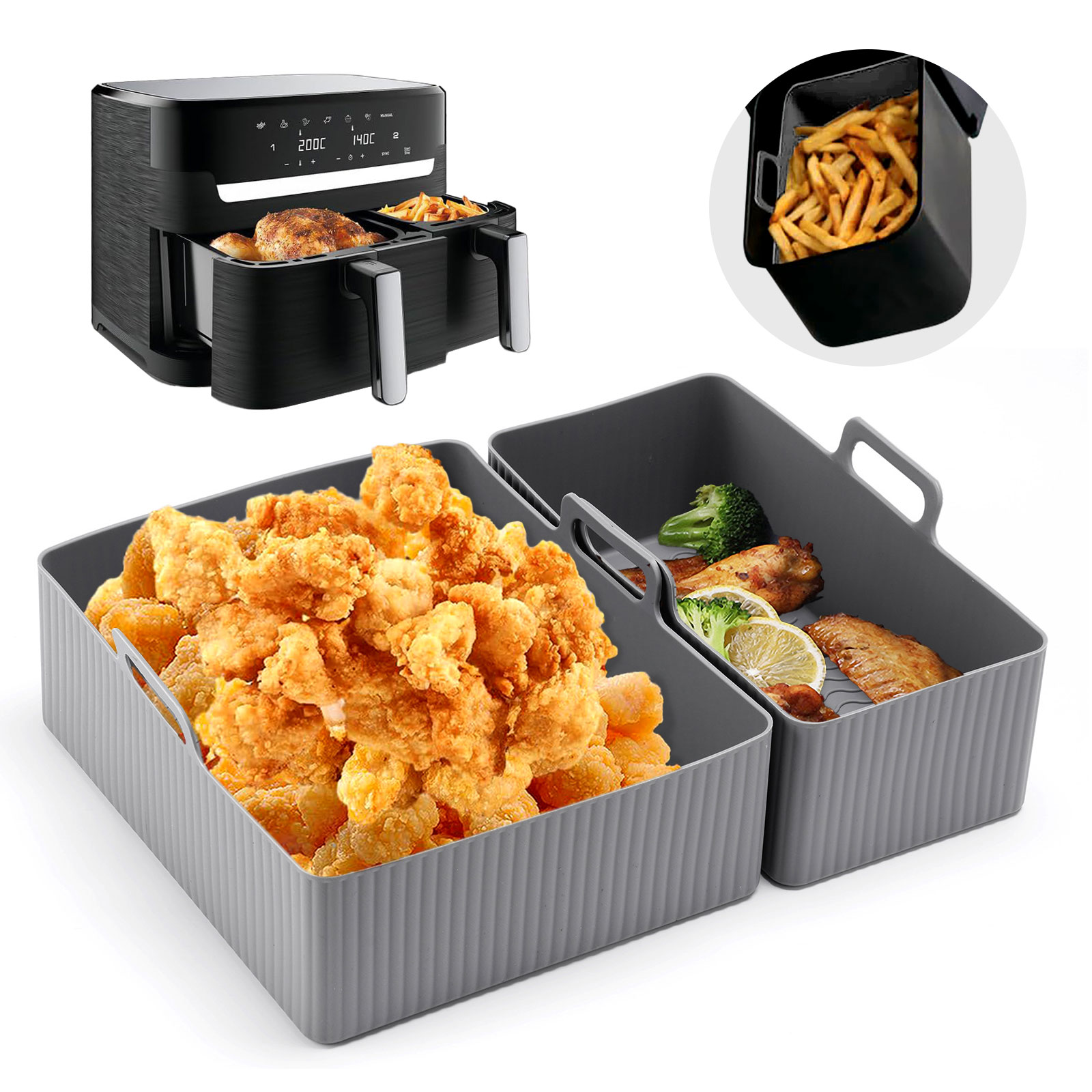 2pcs 세트 실리콘 에어 프라이어 매트 에어 프라이어 - Air Fryer Silicone Pot Liner 리뷰 및 가격