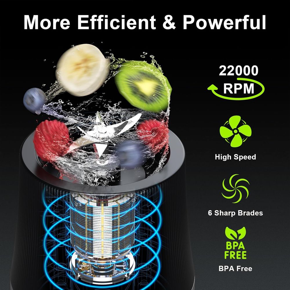 휴대용 블렌더, 6개의 스테인리스 스틸 칼날이 있는 1 - Portable Blender Usb Rechargeable 리뷰 및 가격